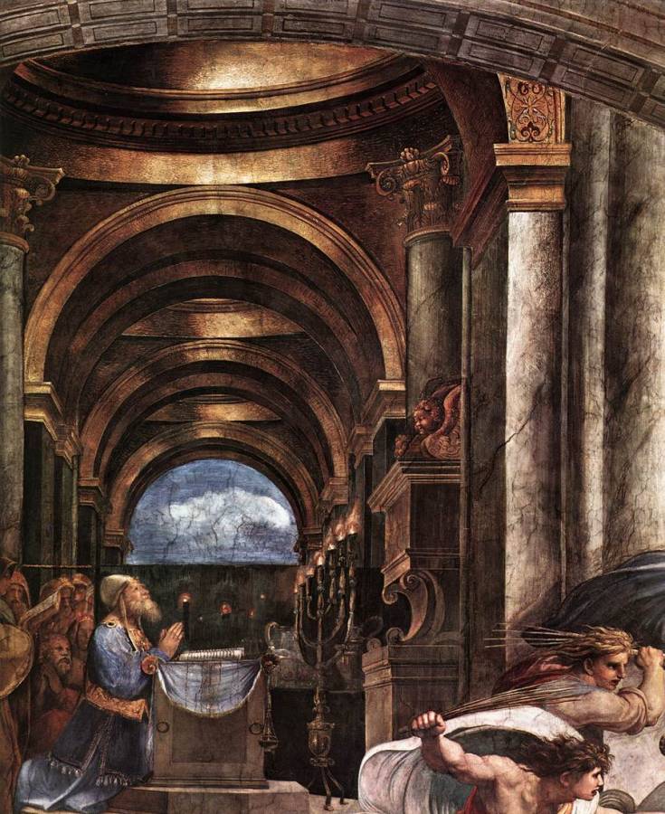 Raffaello - Stanze Vaticane - L-expulsion du temple d-Heliodore (detail) [02].jpg